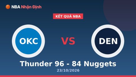 Kết Quả Nba Thunder 96 - 84 Nuggets 23/10/2026